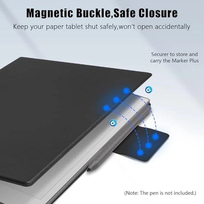 E NET-CASE Case for Remarkable Paper Pro, Premium PU Leather Book Folio with Pen-Buckle, Lightweight Magnetic Case with Auto Sleep/Wake for Remarkable Paper Pro 11.8" 2024 Released (Black) by E NET-CASE - Image 2