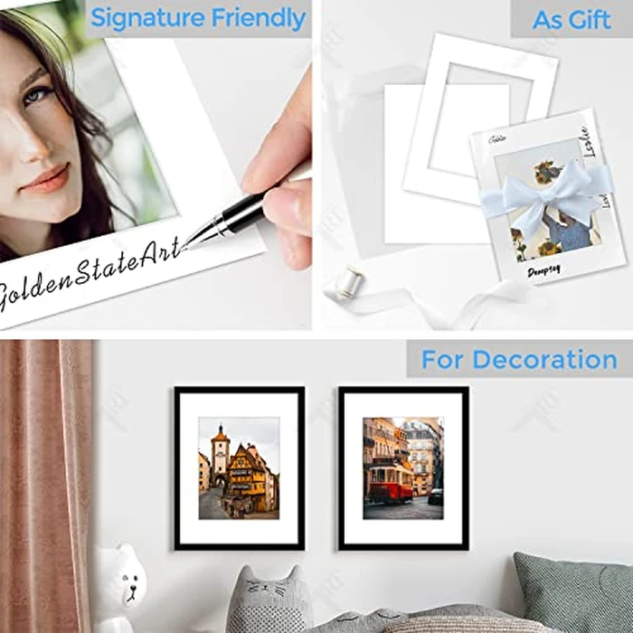 Golden State Art, Acid Free, Pack of 25, 11x14 White Picture Mats Mattes with White Core Bevel Cut for 8x10 Photo + Backing + Bags by Golden State Art - Image 6