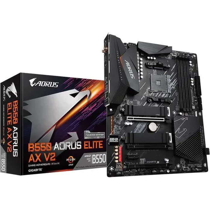 GIGABYTE B550 AORUS ELITE AX V2 AM4 AMD B550 ATX Motherboard with Dual M.2, SATA 6Gb/s, USB 3.2 Gen 2, 2.4/5 GHz Dual-Band, 2.5 GbE LAN, PCIe 4.0 by GIGABYTE - Image 2