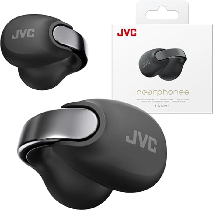 JVC nearphones Open Ear-Cuffs Wireless Headphones with Clasp Mechanism, Multipoint, Single Ear use, BT 5.3, Long Battery Life (up to 24 Hours) - HA-NP1T-B Coal Black by JVC - Image 1
