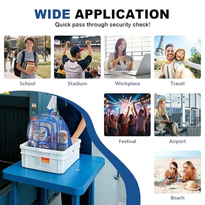 Unineovo Clear Bookbag with Chest Strap, 17" Heavy Duty See Through Backpack with Anti-theft Hook & S-shaped Shouler Straps, Large Clear Bags for Work Sport School Travel by Unineovo - Image 7