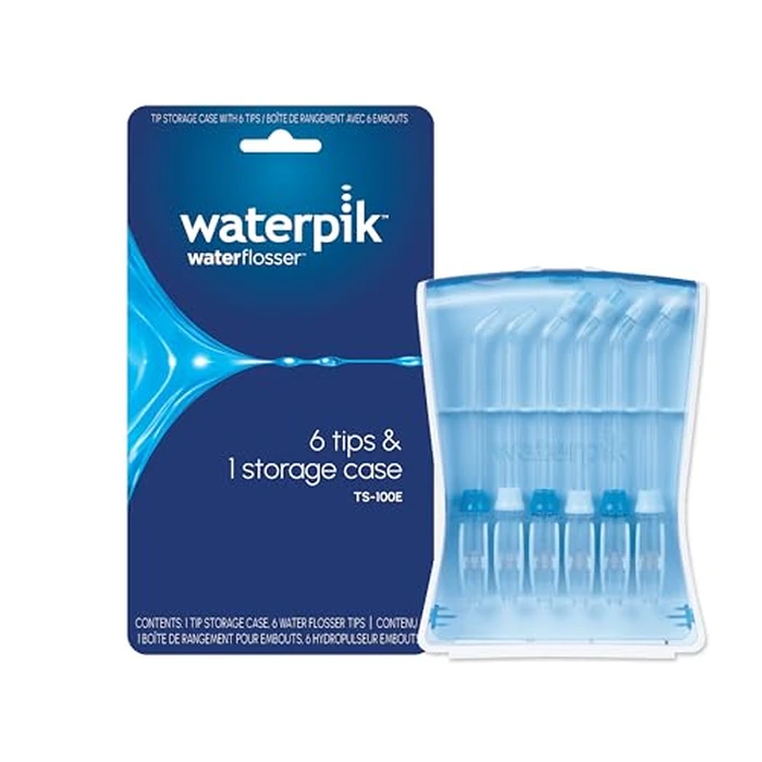 Waterpik Water Flosser 6 Count Replacement Tips With Case, Convenient, Hygienic and Sturdy for Easy Storage and Travel, Includes Precision, Orthodontic, Plaque Seeker Refill Heads Nozzles by Waterpik - Image 1