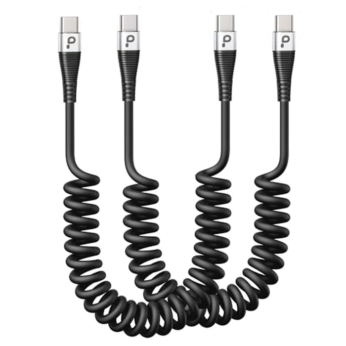 USB C to C Charger Cable [2-Pack 3FT], Coiled USB-C Cable for Car, Type C Fast Charging USBC to USBC Cable for iPhone 17/16/15/15 Pro/15 Plus/15 Pro Max/Samsung Galaxy S23 More USB C Devices by PRAKIE - Used - Like New condition