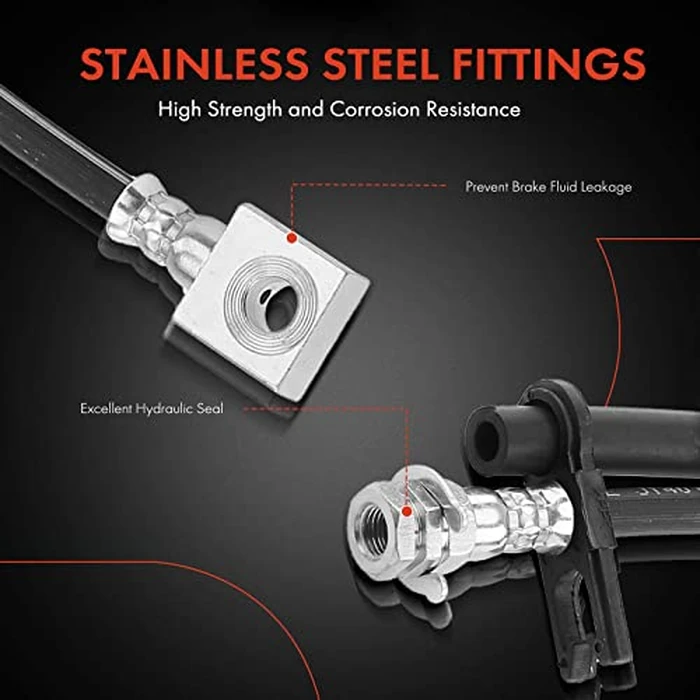 A-Premium Rear Driver Brake Hydraulic Hose Compatible with Select Ford Models - E-350 E350 Super Duty 2005-2017/2019/2021, E-450 E450 Super Duty 2008-2019/2021 - Replace# 8C2Z2A442B by A-Premium - Image 4