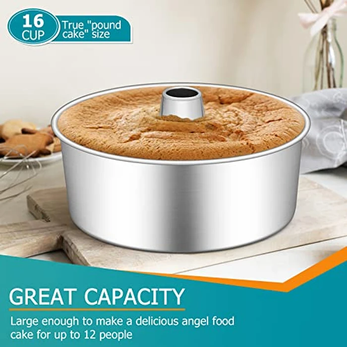 E-far Angel Food Cake Pan, 10-Inch Stainless Steel Tube Pan for Baking Pound Chiffon Cake, One-piece Design & Non-toxic, Dishwasher Safe by E-far - Image 5