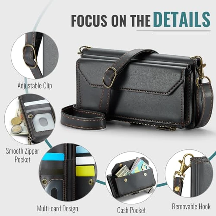 Asuwish Phone Case for Samsung Galaxy Z Fold 4 5G 2022 Zipper Wallet Cover with S Pen and Leather Flip RFID Blocking Credit Card Holder Cell Accessories ZFold4 Z4 Fold4 4Z ZFold45G Women Girls Black by Asuwish - Image 5