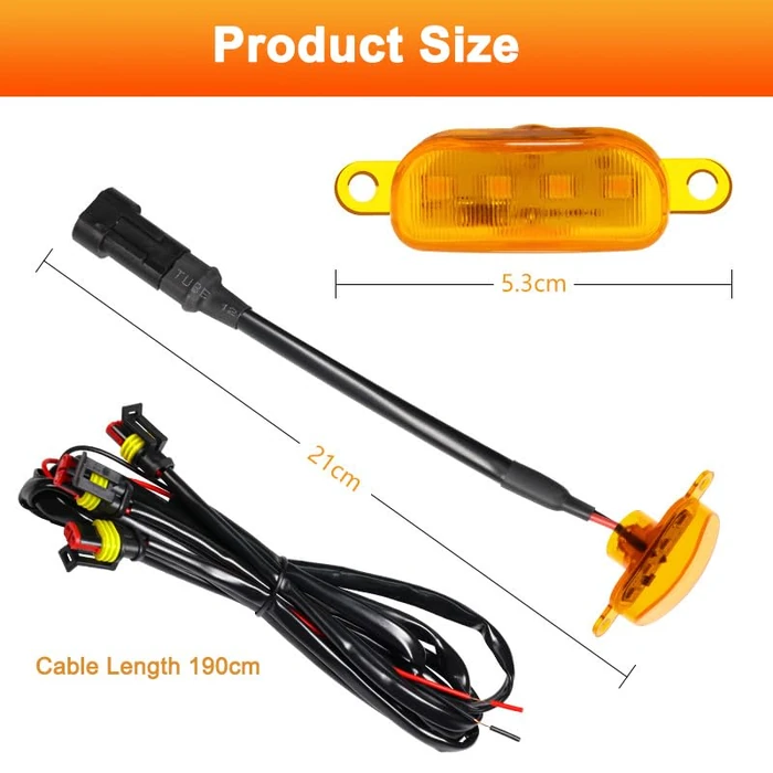 Front LED Grille Marker Light Amber Smoked Lens,Compatible with Ford F-150 Raptor 2004-2019,Fit for Dodge Ram 1500 2013-2018 Aftermarket Grilles by MACHSWON - Image 9