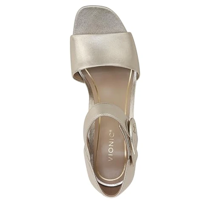 Vionic Women's Chardonnay Heeled Sandal, Gold Leather, 8 Wide by Vionic - Image 5