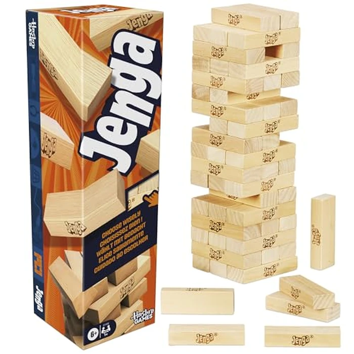 Official Hasbro Games Jenga Game | Digital Die for 6 More Ways to Play | Original Wood Block Game | Stacking Tower | Ages 6+ | 1+ Players | Party Games by Hasbro Gaming - Used - Very Good condition - US$13.71
