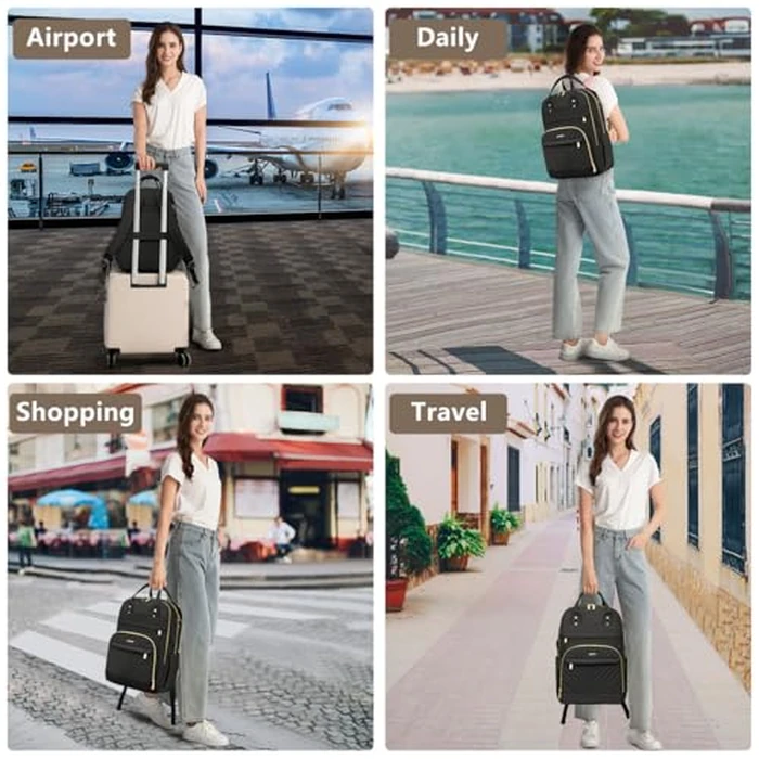 Laptop Backpack for Women Work Bag - 15.6 inch Black Travel Backpack College Backpack with USB Charger Business Office Back Pack for Teacher Casual Waterproof Bookbag for Nurses by bagswan - Image 6