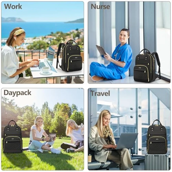 Laptop Backpack for Women Work Bag - 15.6 inch Black Travel Backpack College Backpack with USB Charger Business Office Back Pack for Teacher Casual Waterproof Bookbag for Nurses by bagswan - Image 7