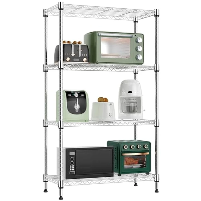 MZG 1000 lbs 4-Shelf Standing Storage Shelves Heavy Duty Metal Shelving Unit Corrosion Resistant Wire Rack for Office Garage Kitchen Closet, Chrome 30 x 65 x 115.6 (cm) by M MZG - Image 1