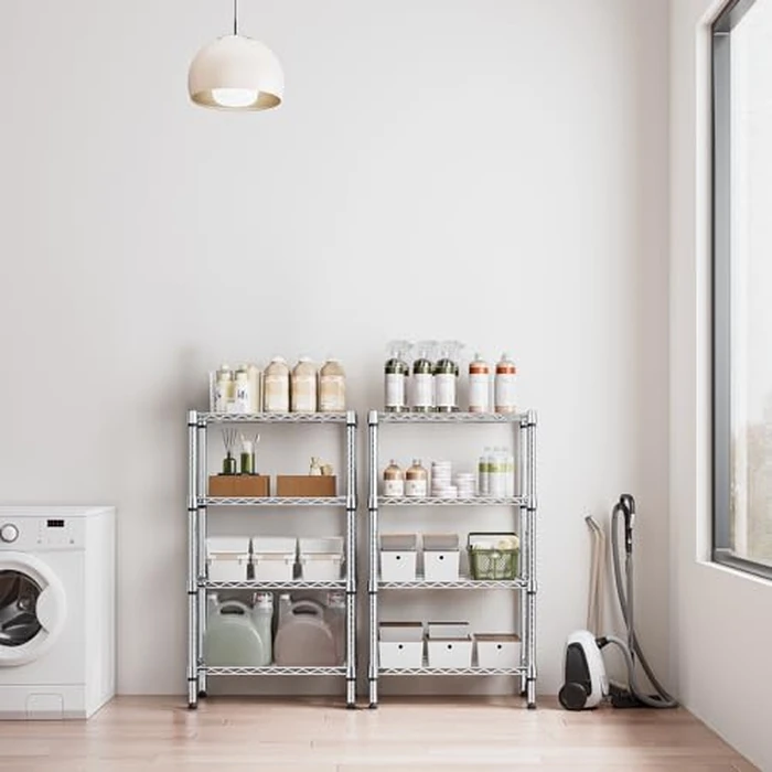 MZG 1000 lbs 4-Shelf Standing Storage Shelves Heavy Duty Metal Shelving Unit Corrosion Resistant Wire Rack for Office Garage Kitchen Closet, Chrome 30 x 65 x 115.6 (cm) by M MZG - Image 2