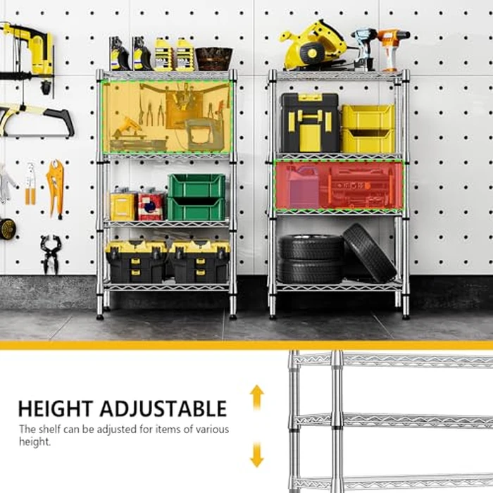 MZG 1000 lbs 4-Shelf Standing Storage Shelves Heavy Duty Metal Shelving Unit Corrosion Resistant Wire Rack for Office Garage Kitchen Closet, Chrome 30 x 65 x 115.6 (cm) by M MZG - Image 6