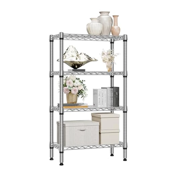 MZG 1000 lbs 4-Shelf Standing Storage Shelves Heavy Duty Metal Shelving Unit Corrosion Resistant Wire Rack for Office Garage Kitchen Closet, Chrome 30 x 65 x 115.6 (cm) by M MZG - Image 8