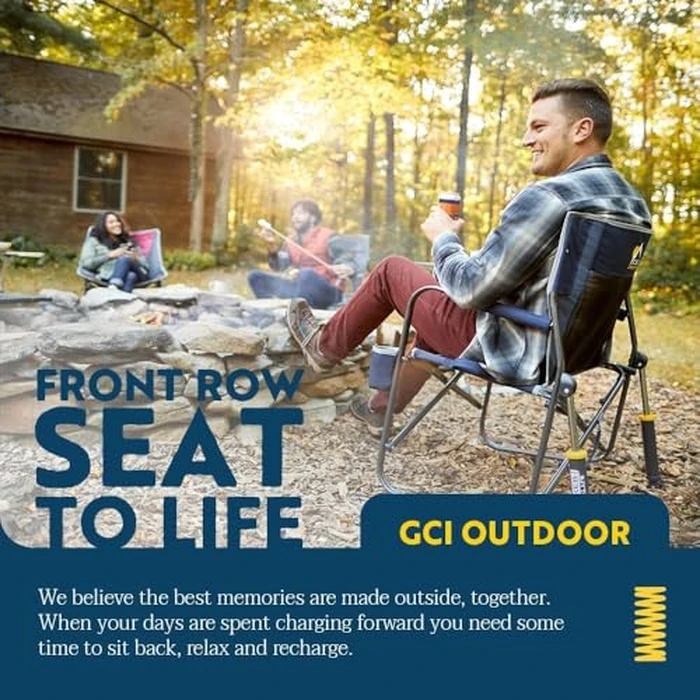 GCI Outdoor Freestyle Rocker Camping Chair | Portable Folding Rocking Chair with Solid, Durable Armrests, Drink Holder & Comfortable Backrest - Indigo Blue by GCI Outdoor - Image 5