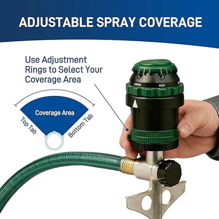 Orbit H2O-Six Gear-Drive Sprinkler on Metal T-Spike - Customizable Lawn Watering Coverage - Multi-Pattern Rotating Head with Adjustable Spray Range - Durable Outdoor Yard Irrigation Sprinkler - 58573 by Orbit - Image 6