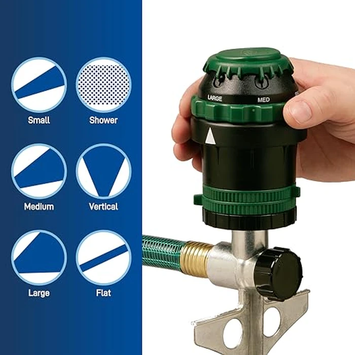 Orbit H2O-Six Gear-Drive Sprinkler on Metal T-Spike - Customizable Lawn Watering Coverage - Multi-Pattern Rotating Head with Adjustable Spray Range - Durable Outdoor Yard Irrigation Sprinkler - 58573 by Orbit - Image 7