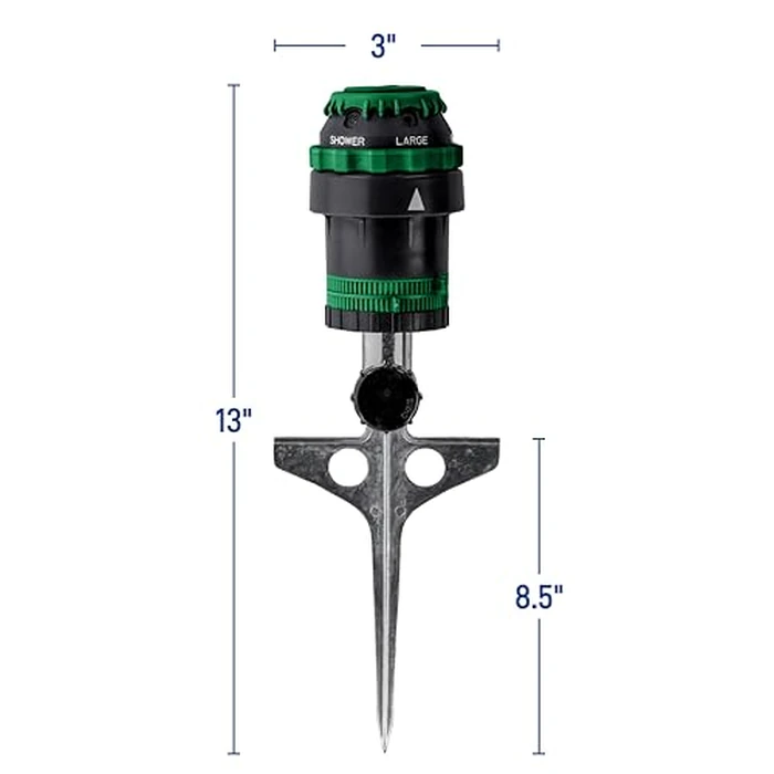 Orbit H2O-Six Gear-Drive Sprinkler on Metal T-Spike - Customizable Lawn Watering Coverage - Multi-Pattern Rotating Head with Adjustable Spray Range - Durable Outdoor Yard Irrigation Sprinkler - 58573 by Orbit - Image 8