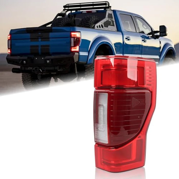 KAMDKI RH FULL LED W/Blind Spot Tail Light Fit for 2020 2021 2022 Ford F250 F350 F450 F550 Platinum/King Ranch/Lariat Super Duty Rear Lamp Right Passenger Side W/O Module LC3Z13404E FO2801282 by KAMDKI - Used - Like New condition