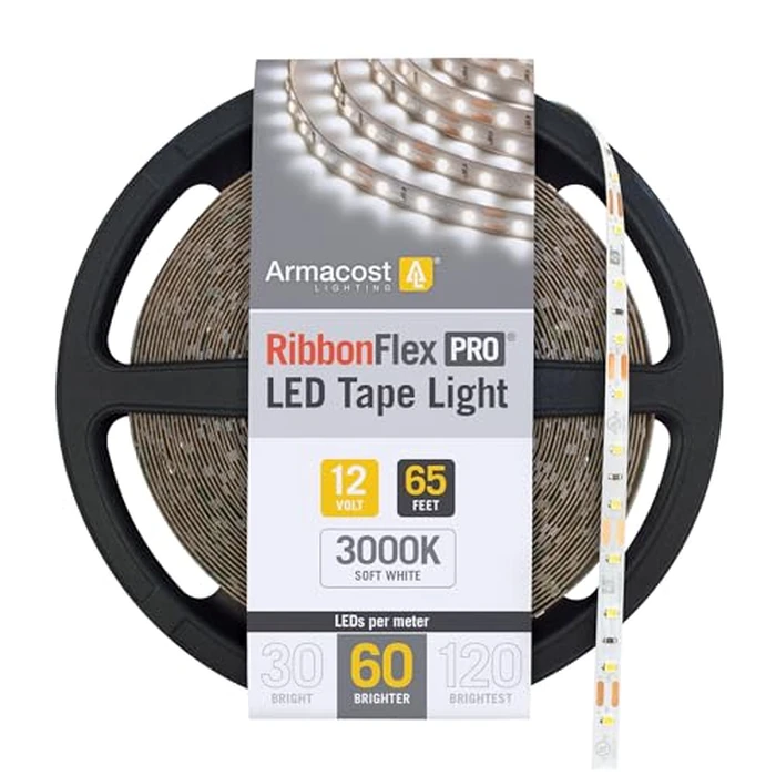 Armacost Lighting RibbonFlex Pro 12V White LED Strip Lights 60 LED/m, 3000K, 65.6 ft 142260 by Armacost Lighting - Image 1