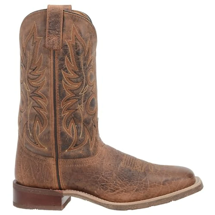 Laredo Mens Montana Embroidered Square Toe Pull On Casual Boots Mid Calf - Brown, Rust, 15 by Laredo - Used - Like New condition - CA$101.19