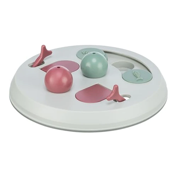 Trixie Cat Activity Flip Board - 4-Module Treat Puzzle Enrichment Toy for Mental Stimulation & Slow Feeding - Interactive Cat Toy for Indoor Cats - Berry/Gray, 9 x 9 x 2.5 in by TRIXIE - Used - Very Good condition