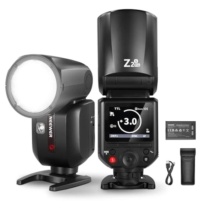 NEEWER Z2PRO-S 2.4G TTL Round Head Flash Speedlite Compatible with Sony, Wireless Compatible with Godox, 76Ws 1/8000s HSS, Upgraded UI, TTL/M TCM Switch, 7.2V/3000mAh Battery, 600 Full Power Flash by NEEWER - Used - Like New condition - US$154.43