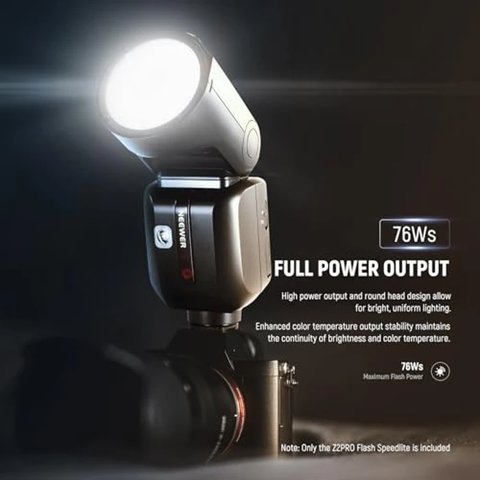 NEEWER Z2PRO-S 2.4G TTL Round Head Flash Speedlite Compatible with Sony, Wireless Compatible with Godox, 76Ws 1/8000s HSS, Upgraded UI, TTL/M TCM Switch, 7.2V/3000mAh Battery, 600 Full Power Flash by NEEWER - Image 2