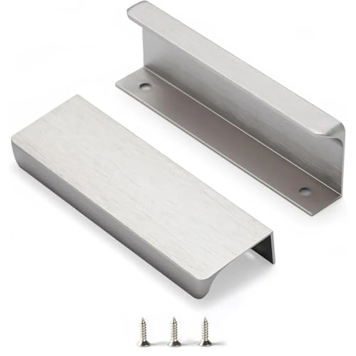 Satanga Edge Black Finger Pull for cabinets Kitchen Concealed Drawer pulls Aluminum Flat Hidden Back Mount Door Handle for Home Pack of 6 Modern 3-3/4" Hole Center Easy Installation by Satanga - Used - Good condition - CA$19.70