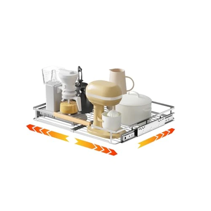 taiheis Side Mount Pull Out Cabinet Organizer,Expandable Pull Out Drawers for Kitchen Cabinets,(16.3~26.3'' W x 17.3''D) 1Pcs Slide Out Drawers by taiheis - Used - Acceptable condition