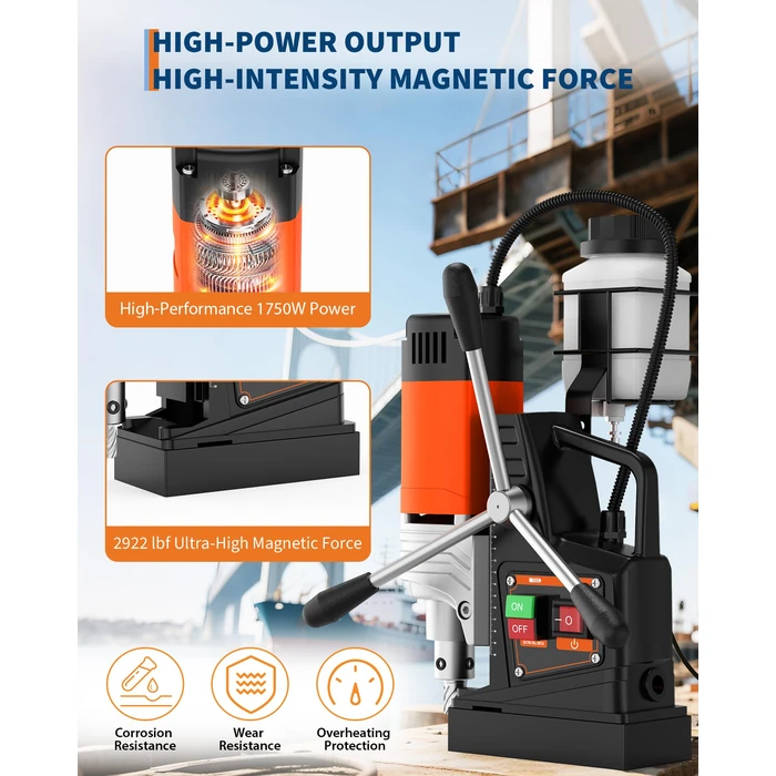GarveeTech Mag Drill Press, 1750W 2 in Boring Diameter, 2922Lbf Power Portable Magnetic Drill, 810 PRM, Electric Drilling Machine for Metal Surface, Industrial and Home Improvement by GarveeTech - Image 3