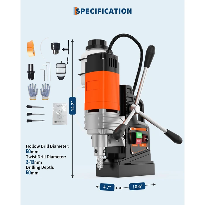 GarveeTech Mag Drill Press, 1750W 2 in Boring Diameter, 2922Lbf Power Portable Magnetic Drill, 810 PRM, Electric Drilling Machine for Metal Surface, Industrial and Home Improvement by GarveeTech - Image 6
