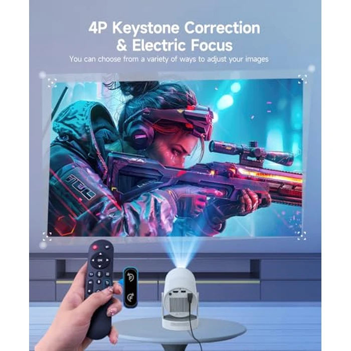 Mini Projector with WiFi6 and Bluetooth5.4, Android 14 Portable Smart Proyector 4K Support, Auto Focus & Keystone, 5w Speaker & 180 degrees Rotatable, 260 ANSI Projecteur for Home Bedroom Movie HY300Ultra by Alwtniet - Image 4
