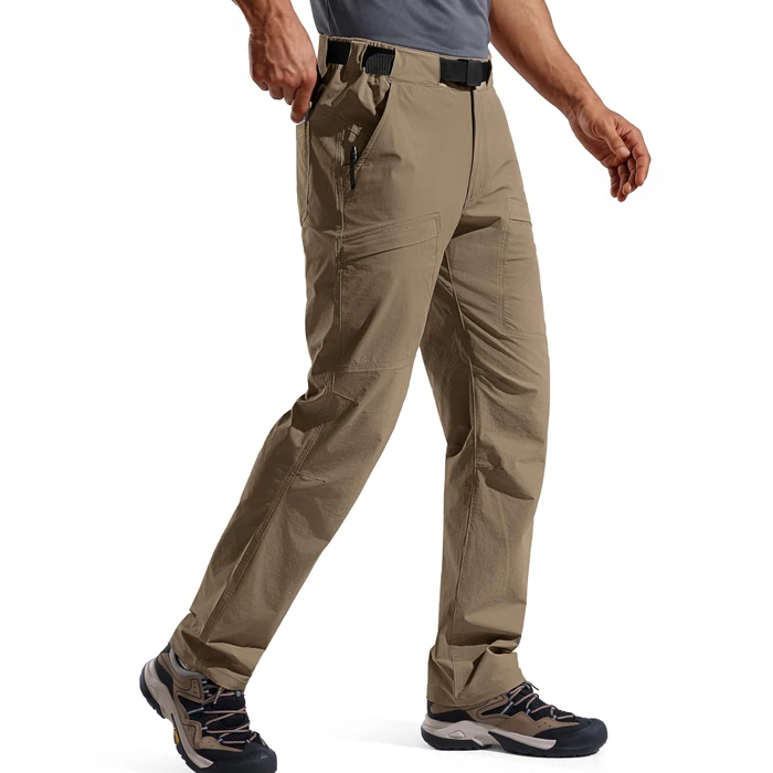FREE SOLDIER Men's Outdoor Cargo Hiking Pants with Belt Lightweight Waterproof Quick Dry Tactical Pants Nylon Spandex (Brown 38W/30L) by FREE SOLDIER - Used - Like New condition - US$38.94