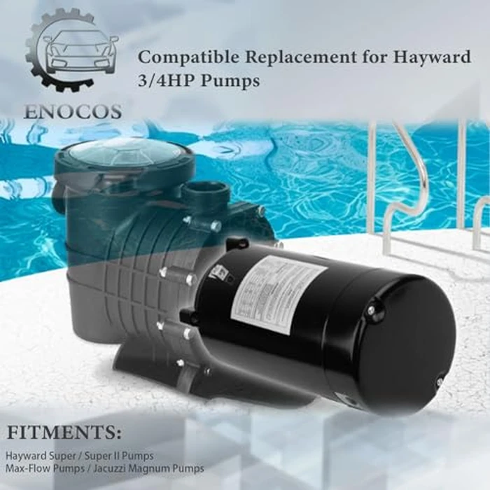 Enocos UST1072 115/230V Single Speed Swimming Pool Pump Motor Compatible with Hayward Super, Super II, Max Flow, Northstar & J'-acuzzi Magnum Pump, 56J Frame, 3/4 HP Round Flange Pool Motor by Enocos - Image 2