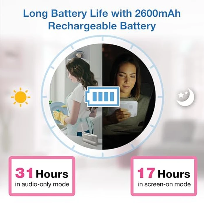 VTech VM924-3 5" Pan Tilt Zoom Video Baby Monitor with 3 Cameras - No WiFi, 17Hr Battery, 1000ft Range, Night Vision & Lullabies - Ideal for New Parents by VTech - Image 3