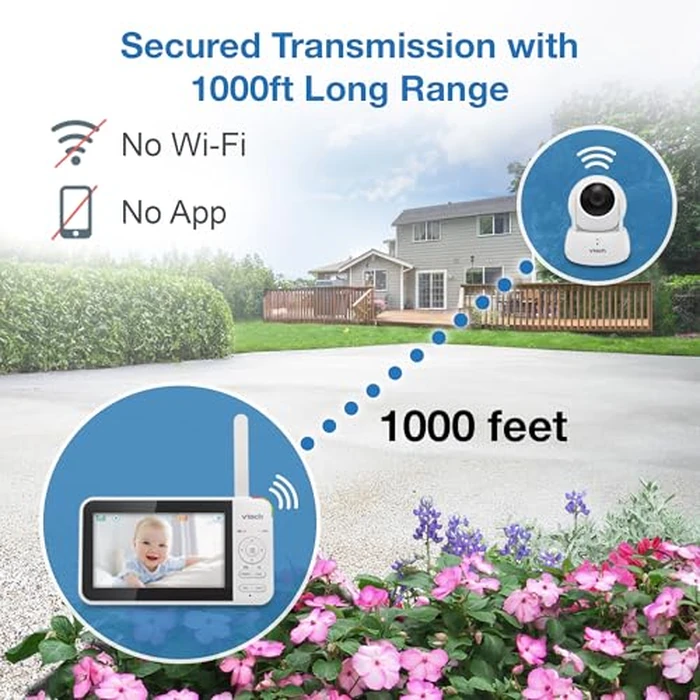 VTech VM924-3 5" Pan Tilt Zoom Video Baby Monitor with 3 Cameras - No WiFi, 17Hr Battery, 1000ft Range, Night Vision & Lullabies - Ideal for New Parents by VTech - Image 9