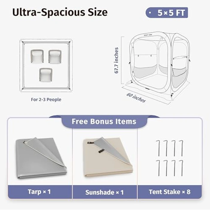 East Oak Weather Sports Tent for Fishing, Sports Event | Pop Up Bubble Tent Instant Sun & Rain Shelter | No Condensation, Spacious Interior, Ultra Visibility | All Weather Protection | 5 x 5 FT by EAST OAK - Image 7