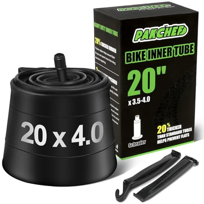 PAKCHEF 20 x 4.0 Fat Tire Tube for 20x3.5/4.0 E-Bike Bicycle Fat Tire Tubes Schrader Valve - 20 Inch Butyl Rubber Bike Inner Tube(1 Pack) by PAKCHEF - Used - Very Good condition