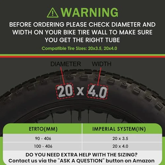 PAKCHEF 20 x 4.0 Fat Tire Tube for 20x3.5/4.0 E-Bike Bicycle Fat Tire Tubes Schrader Valve - 20 Inch Butyl Rubber Bike Inner Tube(1 Pack) by PAKCHEF - Image 2