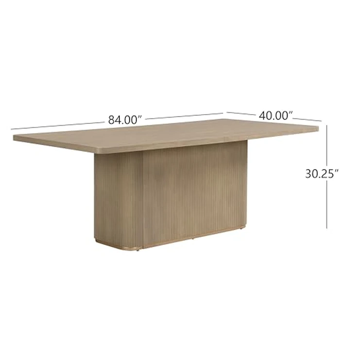 Christopher Knight Home Scout 84 Inch Dining Table for 6 People, Modern Kitchen Table with Pillar Legs, Wooden Rectangular Spacious Dinner Furniture for Dining Room, Home Office, Natural by Christopher Knight Home - Image 2