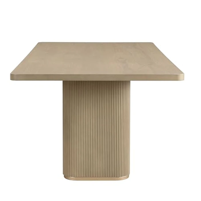 Christopher Knight Home Scout 84 Inch Dining Table for 6 People, Modern Kitchen Table with Pillar Legs, Wooden Rectangular Spacious Dinner Furniture for Dining Room, Home Office, Natural by Christopher Knight Home - Image 5