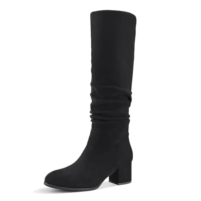 Shoe'N Tale Women's Knee High Boots Chunky Heel Pointed Toe Suede Slouch Winter Shoes with Side Zipper(8,Black) by Shoe'N Tale - Used - Very Good condition - US$46.92