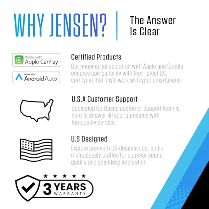 JENSEN J1CA7-BUC 7-inch Certified Apple CarPlay Android Auto | Double DIN Touchscreen Car Stereo Radio | Bluetooth Hands Free Calling & Music Streaming | Backup Camera Included | USB Charging by Jensen - Image 5