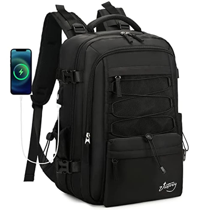 Travel Backpack for Women Men 15.6 Inch Laptop Backpacks with USB Port Carry on Backpack Flight Approved Large Back Packs College Bookbags Outdoor Sports Hiking Rucksack Casual Daypack (Black) by AO ALI VICTORY - Used - Like New condition - US$34.70