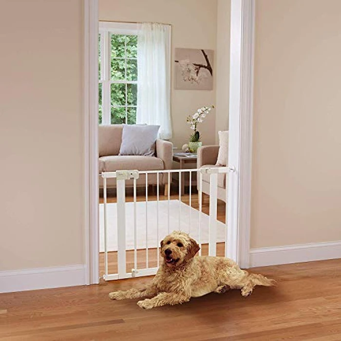 Safety 1st Auto-Close Pressure-Installed Metal Gate with Magnetic Latch - Fits 29-38" Wide, 28" Tall, Includes 2 Extension Panels and 4 Wall Cups, Great for Babies and Pets, White by Safety 1st - Image 5