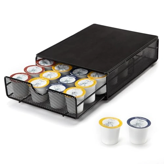 SYSYLY Coffee Pod Holder Compatible With k cup,Coffee Capsules Oragnizer,Coffee Pod Storage Drawer, 20 k Pods or 35 OriginalLine Pods Organizer, Black,Great for Small Space Counters. by SYSYLY - Image 2
