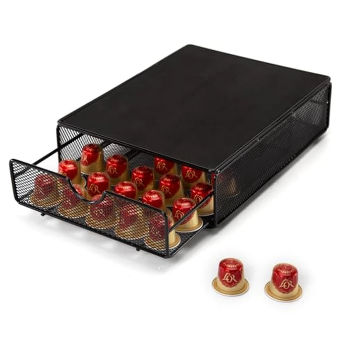 SYSYLY Coffee Pod Holder Compatible With k cup,Coffee Capsules Oragnizer,Coffee Pod Storage Drawer, 20 k Pods or 35 OriginalLine Pods Organizer, Black,Great for Small Space Counters. by SYSYLY - Image 3