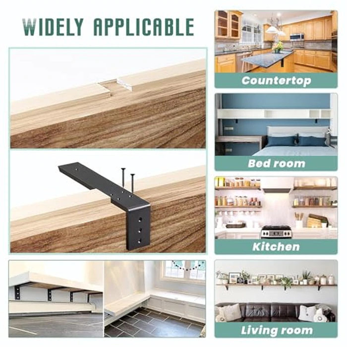 Countertop Support Brackets 4 Pack L Bracket Countertop Brackets 14" x 6" x 2.5" Heavy Duty 3/8" Thick Shelf Brackets Metal Corbels L Shape Bracket for Wood Shelf/Quartz/Granite/Concret Countertops by WINKER - Image 5